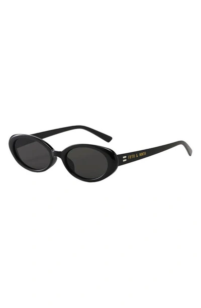 Shop Fifth & Ninth Taya 53mm Polarized Oval Sunglasses In Black/ Black
