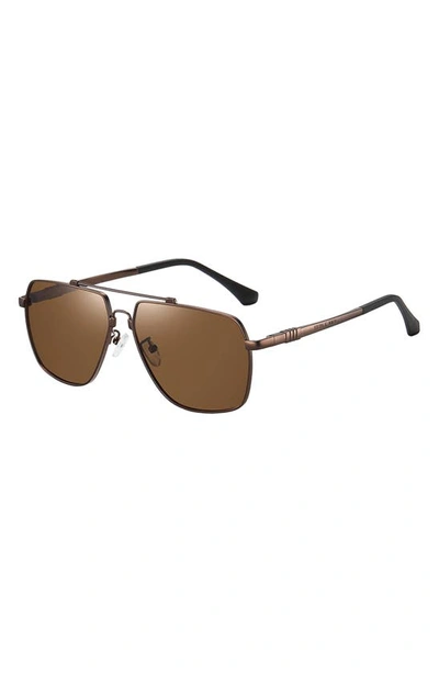 Shop Fifth & Ninth East 62mm Polarized Aviator Sunglasses In Brown/ Brown