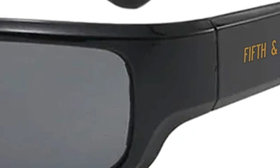 Fifth & Ninth Remi Sporty 61mm Polarized Rectangular Sunglasses In Black/ Black
