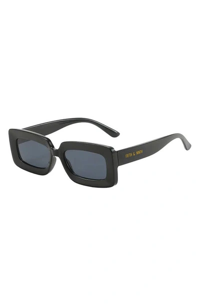 Shop Fifth & Ninth River 51mm Polarized Rectangular Sunglasses In Black/ Black