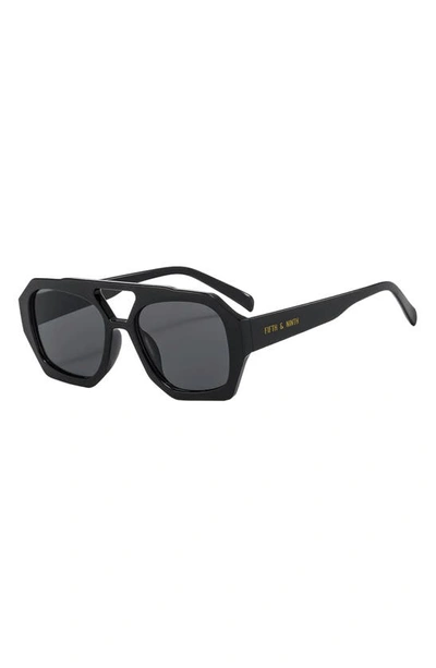 Shop Fifth & Ninth Ryder 57mm Polarized Aviator Sunglasses In Black/ Black