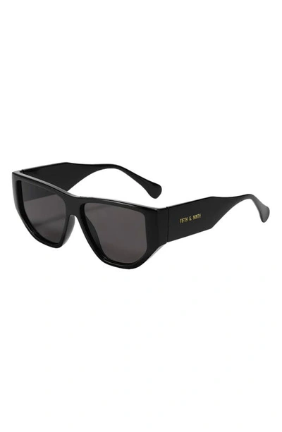 Shop Fifth & Ninth Ash 56mm Polarized Geometric Sunglasses In Black/ Black