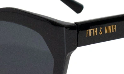 Shop Fifth & Ninth Clara 50mm Polarized Small Geometric Sunglasses In Black/ Black
