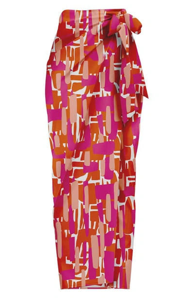 Shop Diarrablu Seur Atoll Print Wrap Skirt In Pink