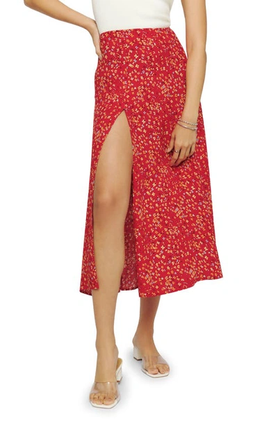 Shop Reformation Zoe Side Slit Midi Skirt In Baila