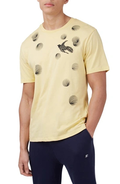 Shop Ben Sherman Geo Bird Print Organic Cotton Graphic T-shirt In Lemon