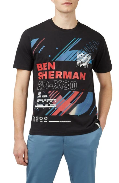 Shop Ben Sherman 1980s Organic Cotton Graphic T-shirt In Black