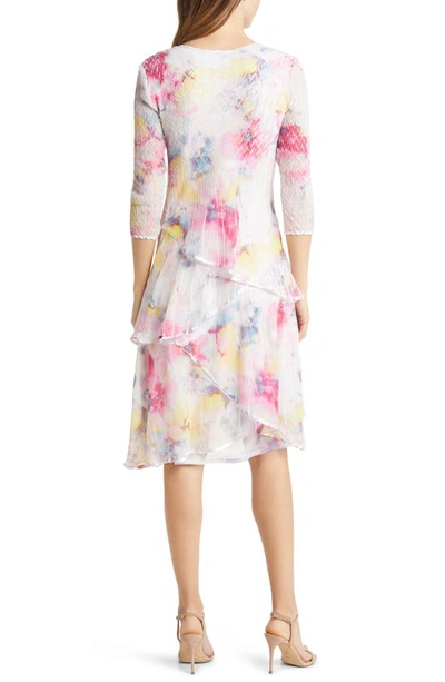 Shop Komarov Tie Dye Tiered Chiffon Dress In Pink Dream