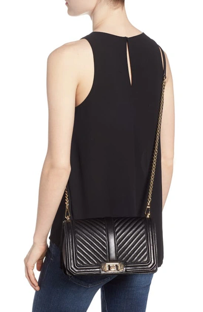 Shop Rebecca Minkoff Love Chevron Quilted Crossbody Bag In Jet Black