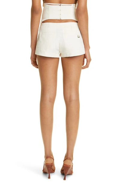 Shop Jacquemus Areia High Waist Cutout Linen Blend Shorts In Off-white