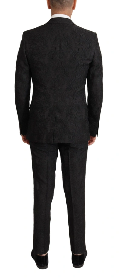 Shop Dolce & Gabbana Black Brocade Formal 2 Piece Martini Men's Suit