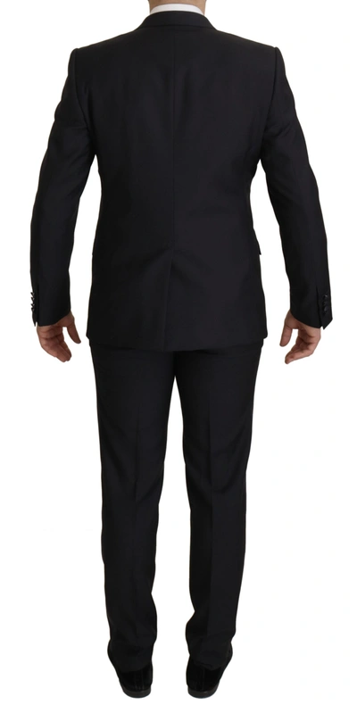 Shop Dolce & Gabbana Black Virgin Wool Formal 3 Piece Men's Suit