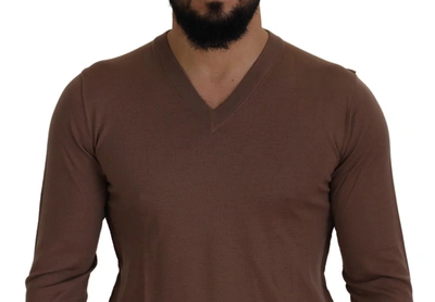 Shop Dolce & Gabbana Brown Wool Men V-neck Pullover Men's Sweater