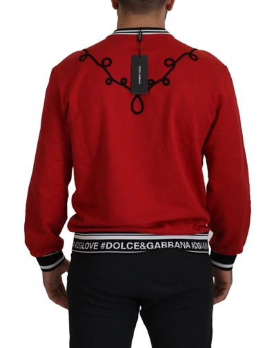 Shop Dolce & Gabbana Red Sequined Love Cotton Pullover Men's Sweater