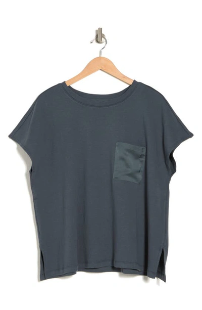 Shop Nordstrom Rack Satin Pocket T-shirt In Blue Slate