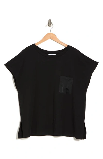 Shop Nordstrom Rack Satin Pocket T-shirt In Black