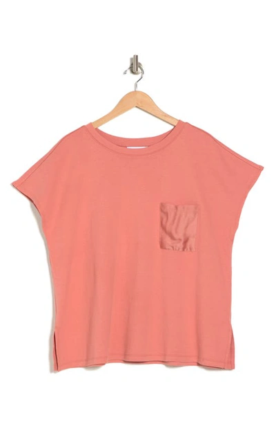Shop Nordstrom Rack Satin Pocket T-shirt In Pink Desert