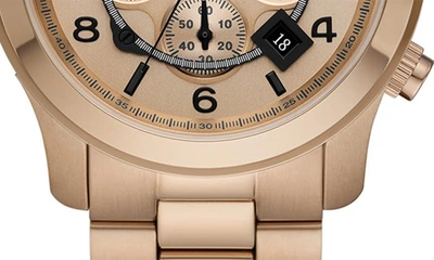 Shop Michael Kors Runway Chronograph Bracelet Watch, 45mm In Beige Gold
