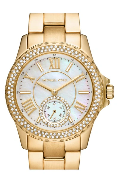 Shop Michael Kors Everest Pavé Bracelet Watch, 36mm In Gold