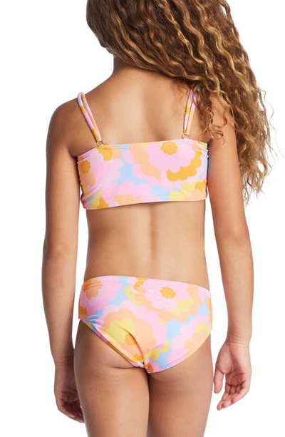 Shop Billabong Kids' Bloom Baby Bandeau Two-piece Swimsuit In Pink Multi