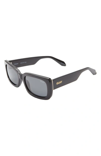 Shop Quay Yada Yada 39mm Polarized Rectangle Sunglasses In Black / Black Polarized