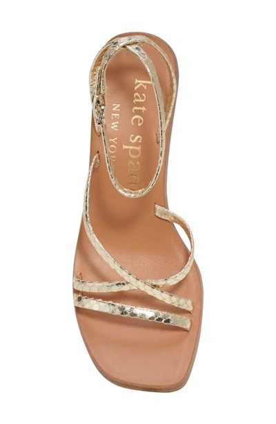 Shop Kate Spade Charmer Snakeskin Embossed Sandal In Pale Gold