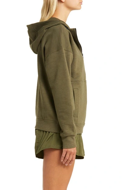 Zella Explore Half Zip Terry Hoodie In Olive Night