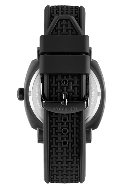 Shop Ted Baker Caine Multifunction Silicone Strap Watch, 44mm In Black