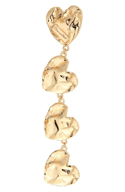 Shop Oscar De La Renta Crushed Heart Drop Earrings In Gold