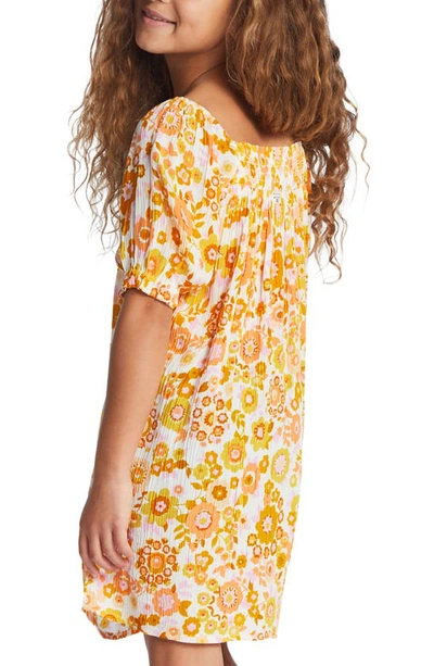 Shop Billabong Kids' Feelin' Sweet Puff Sleeve Dress In Orange Peel
