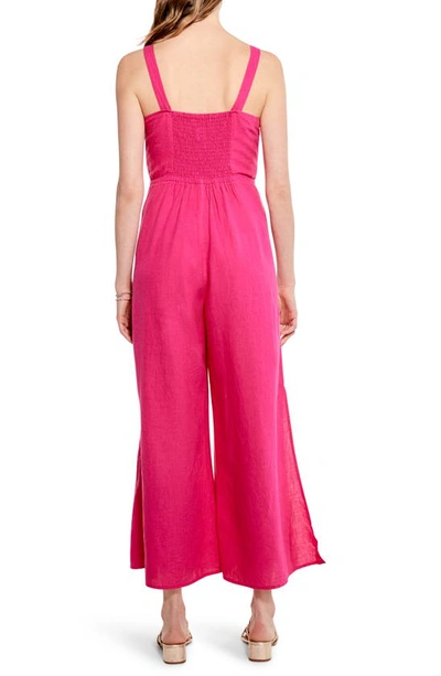 Shop Nic + Zoe Rumba Park Linen Blend Jumpsuit In Shocking Pink