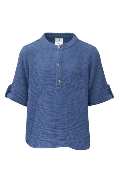 Shop Snapper Rock Kids' Frankie Cotton Gauze Henley Top In Blue