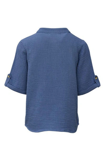 Shop Snapper Rock Kids' Frankie Cotton Gauze Henley Top In Blue