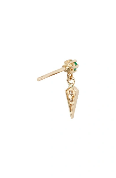 Shop Meira T Diamond & Emerald Drop Earrings In Yellow Gold