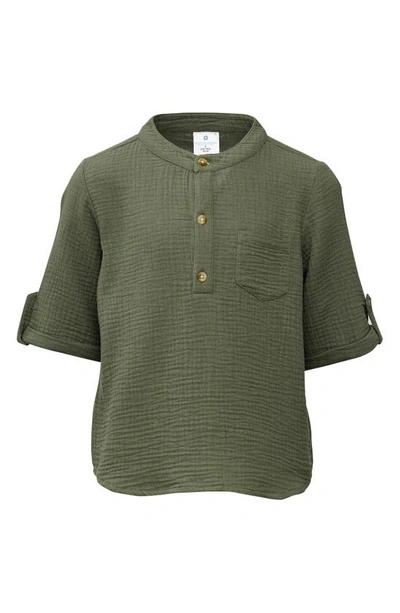 Shop Snapper Rock Kids' Frankie Cotton Gauze Henley Top In Green