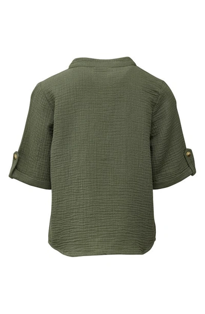 Shop Snapper Rock Kids' Frankie Cotton Gauze Henley Top In Green