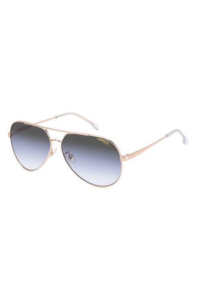 Shop Carrera Eyewear 63mm Polarized Oversize Aviator Sunglasses In Gold Blue/ Grey Shaded Blue