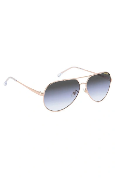 Shop Carrera Eyewear 63mm Polarized Oversize Aviator Sunglasses In Gold Blue/ Grey Shaded Blue