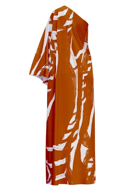 Shop Diarrablu Satu One-shoulder Dress In Rust