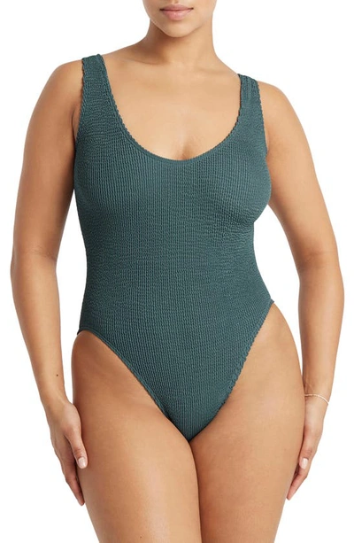 Shop Bound By Bond-eye Mara Ribbed One-piece Swimsuit In Aegean Blue Eco