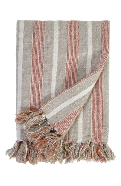 Shop Pom Pom At Home Montecito Stripe Linen Throw Blanket In Terra Cotta/natural