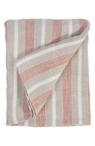 Shop Pom Pom At Home Montecito Stripe Linen Throw Blanket In Terra Cotta/natural