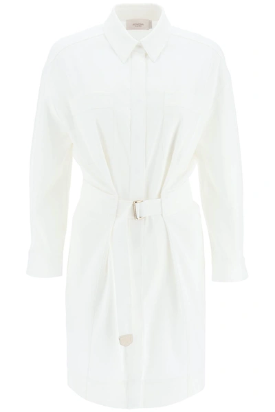 Shop Agnona Belted Twill Shirt Dress