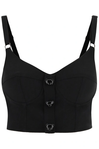 Shop Moschino Bustier Top With Teddy Bear Buttons