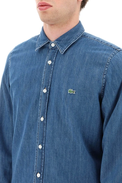 Shop Lacoste Regular Fit Shirt In Organic Cotton Denim