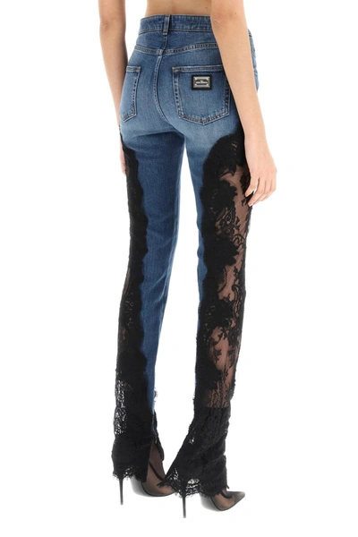 Shop Dolce & Gabbana Slim Fit Jeans With Lace Inserts