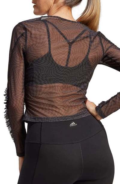 Shop Adidas Originals Print Clash Long Sleeve Yoga Shirt In Black