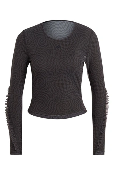 Shop Adidas Originals Print Clash Long Sleeve Yoga Shirt In Black
