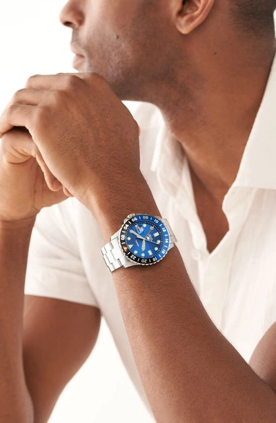 Fossil Men's Blue Gmt Blue Dial Watch In Silver