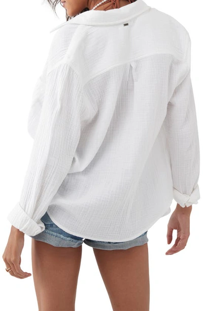 Shop O'neill Leni Cotton Gauze Button-up Shirt In White